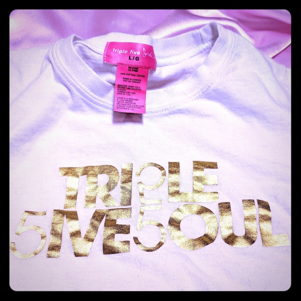 Vintage Tri5le 5ive 5oul gold foil print slim cut Baby tee